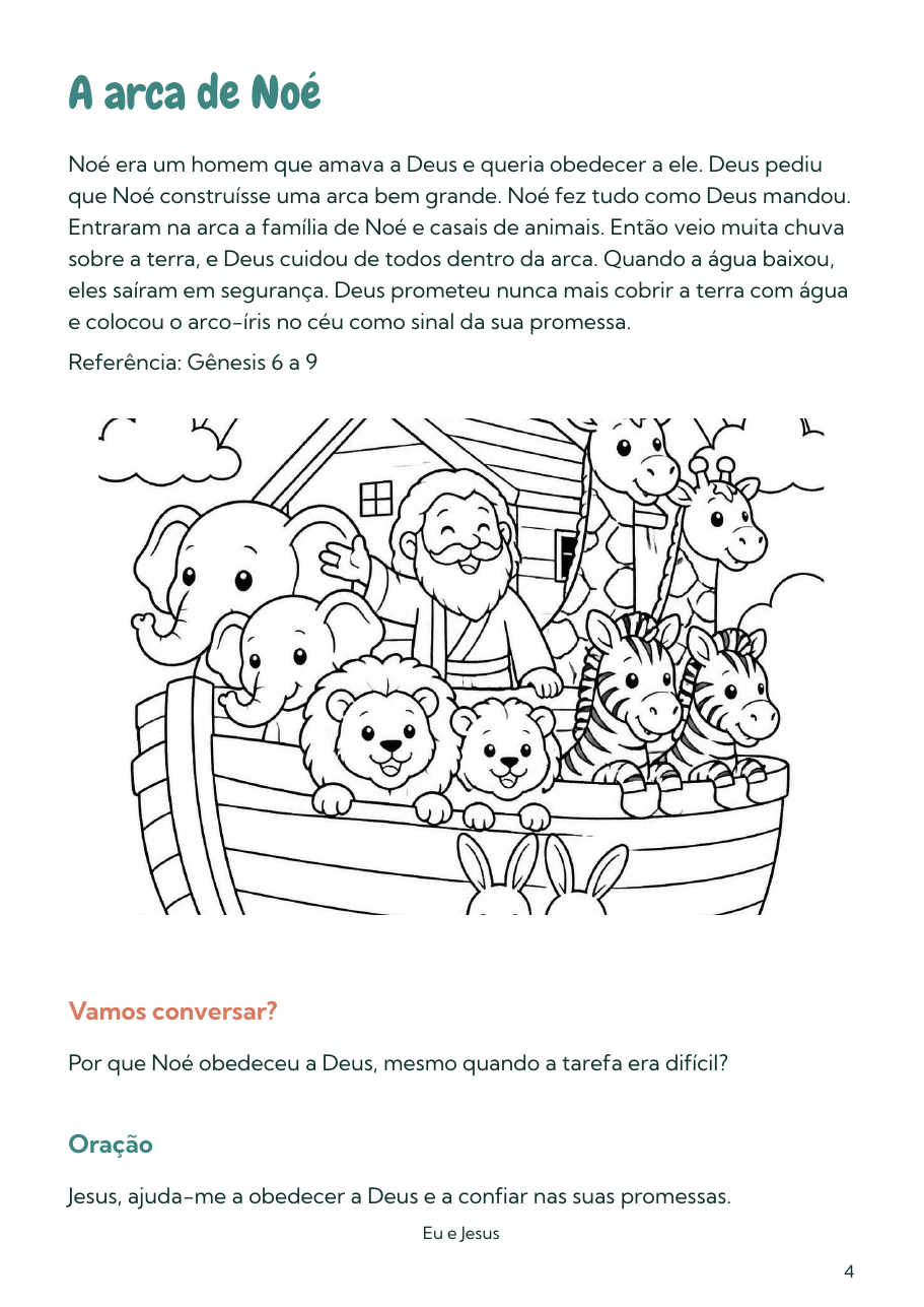 Página interna do bônus 30 Histórias Bíblicas para Colorir