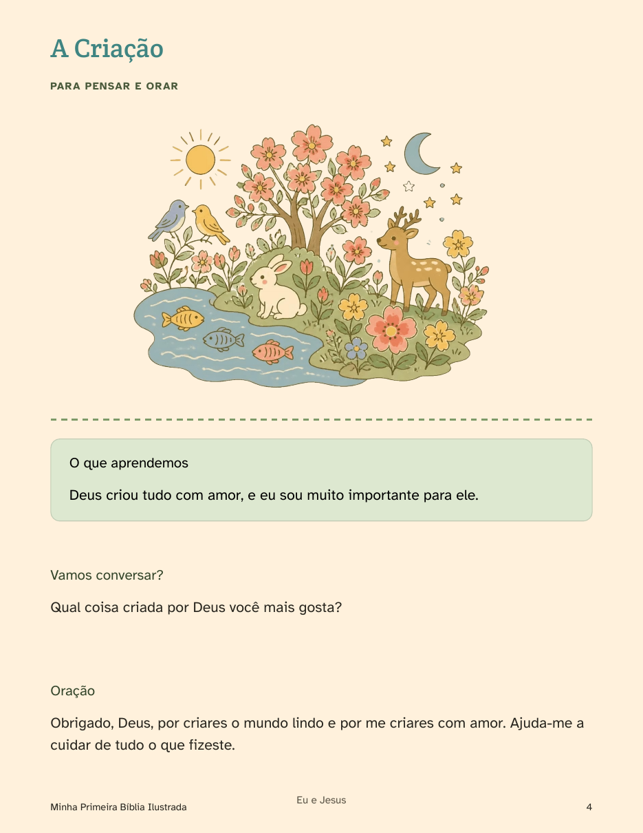 Página interna do bônus Minha Primeira Bíblia Ilustrada